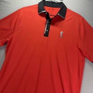 U Suck At Golf USAG Polo Shirt Mens Large Red Short Sleeve Performance Stretch